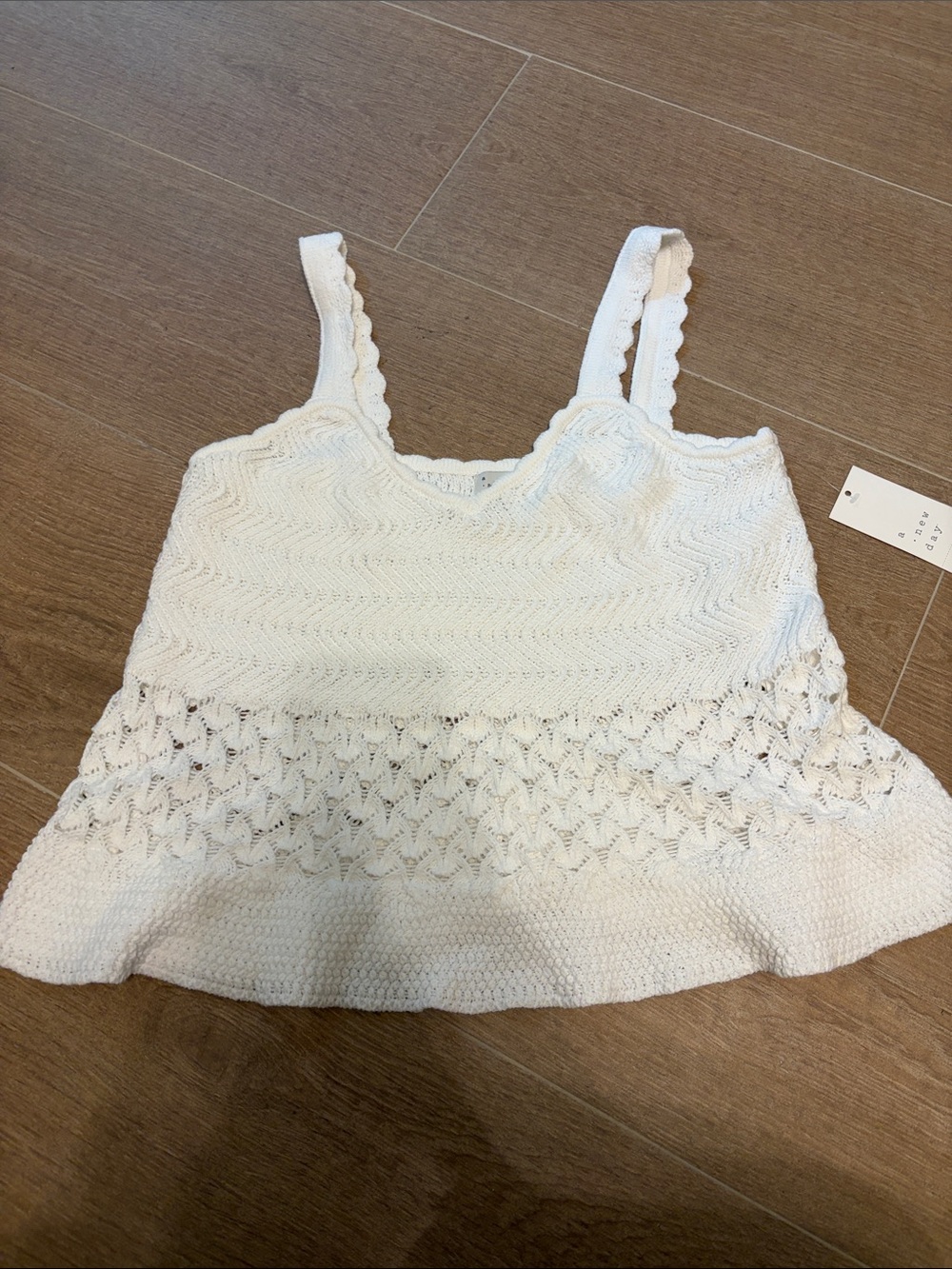 a new day Cream Crochet Peplum Camisole